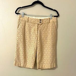 3.1 Philip Lim Womens Beige Eyelet Lace Bermuda Shorts Silk Lined Sz 8 Old Money